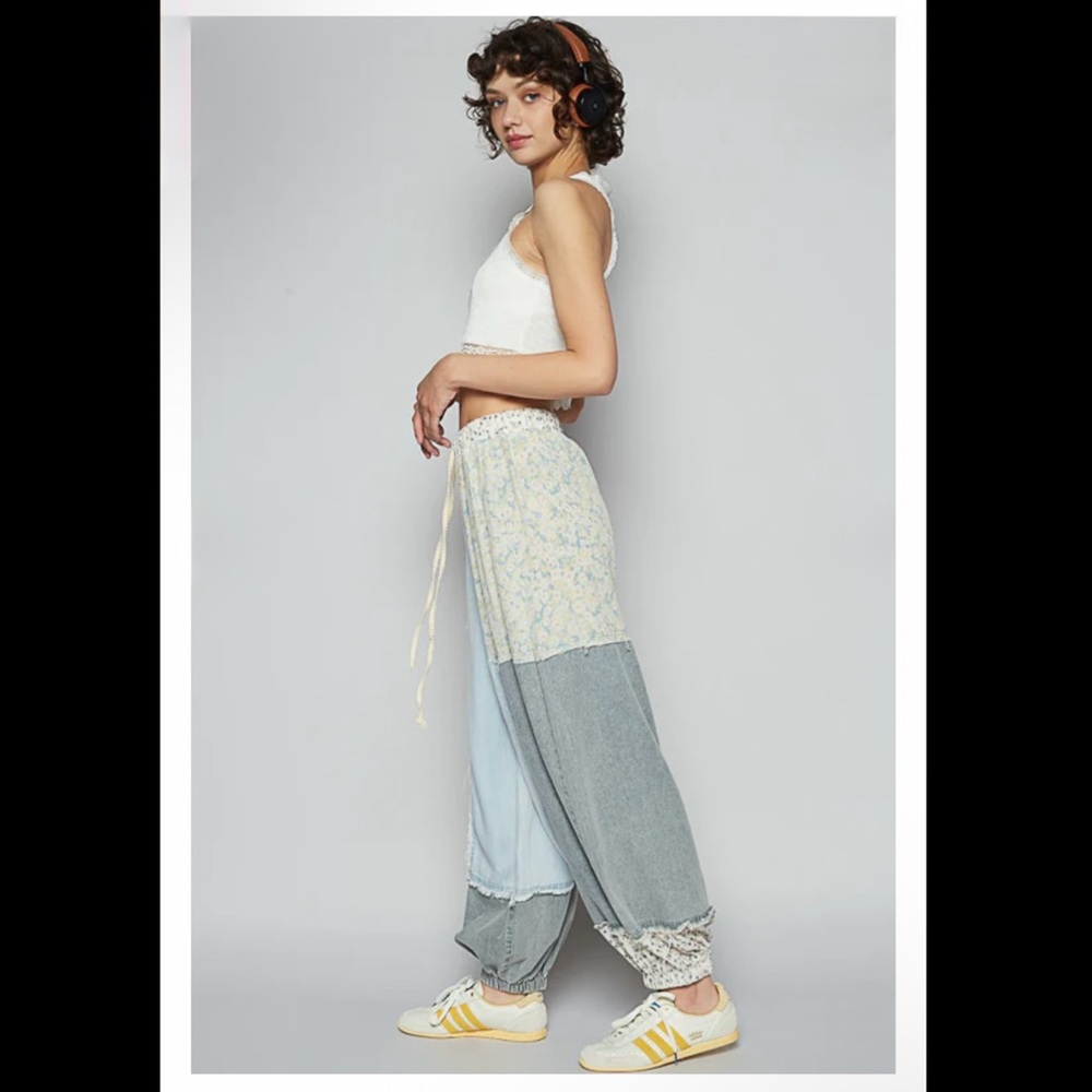 NEW -POL Floral Patchwork Joggers - Picture 4 of 4